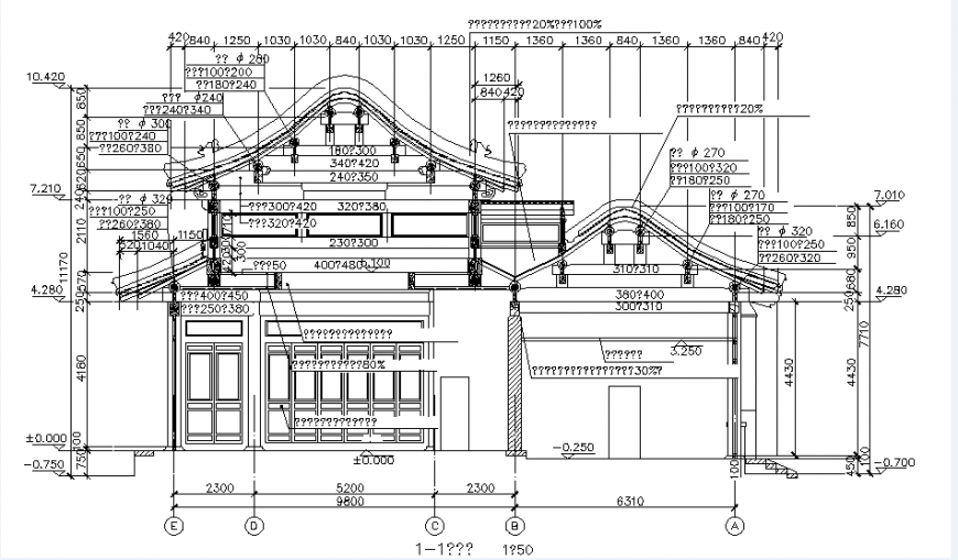Front elevation temple court plan