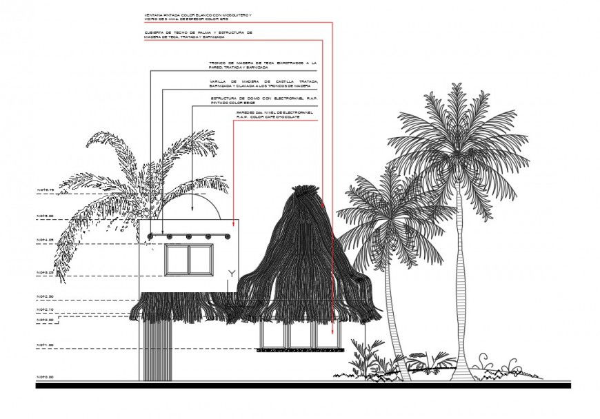 Front elevation tree plan detail dwg file