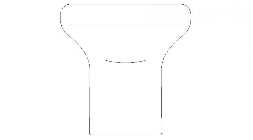 Front elevation view of water closet in dwg file.