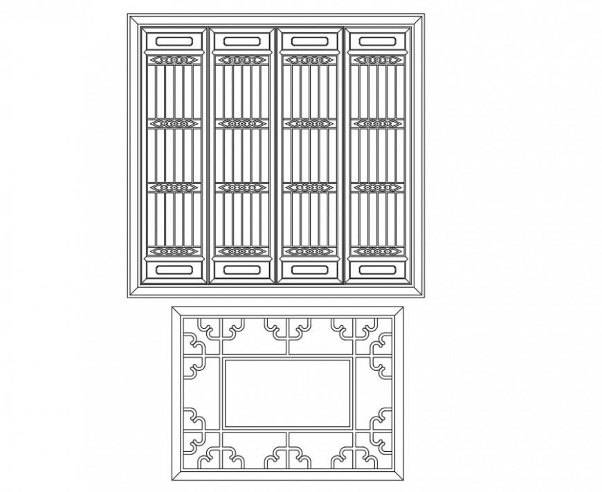 Front elevation window autocad file
