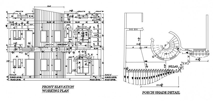 front elevation working plan autocad file