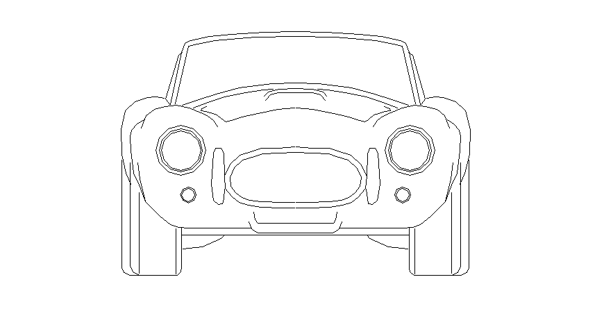 Front of the car in vehicle block dwg file