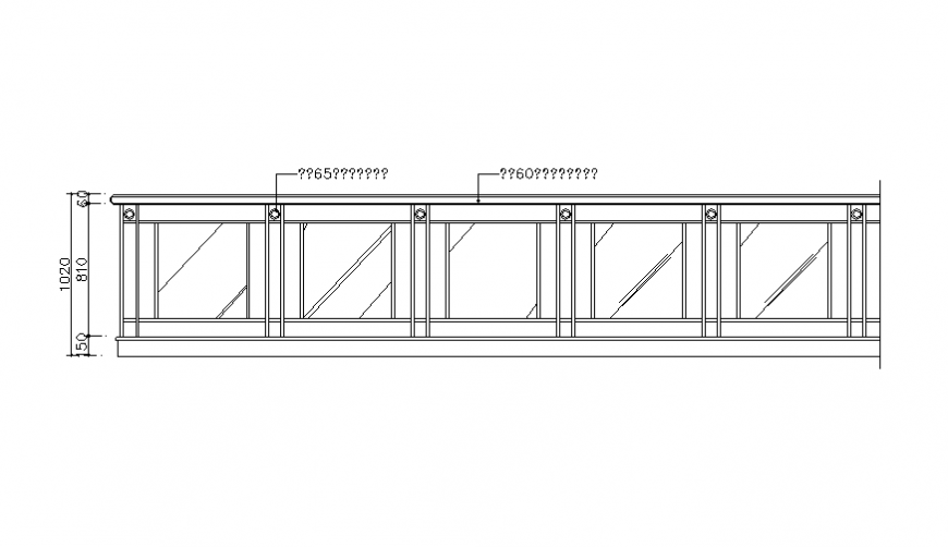 Front sectional details of railing cad drawing details dwg file