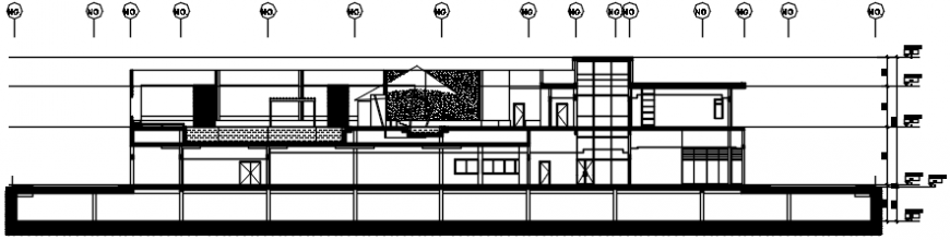 Front sectional drawing details of luxuries clubhouse dwg file
