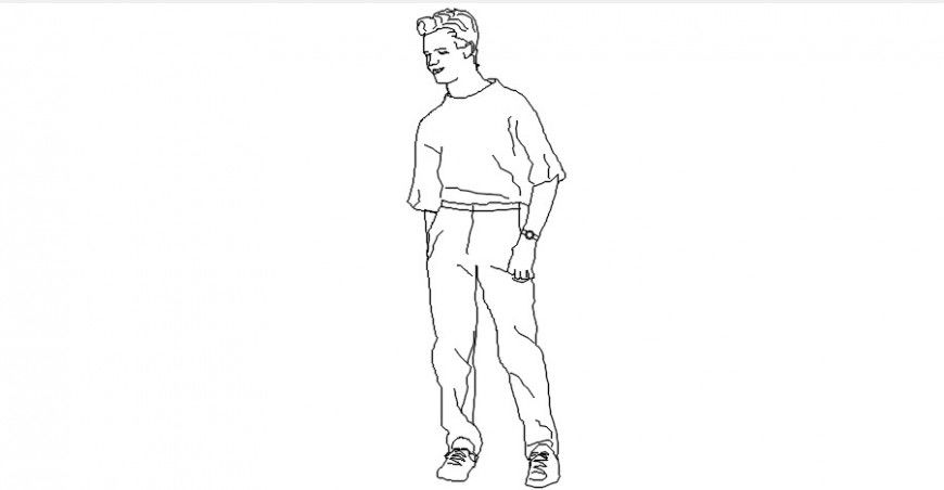 Front sectional elevation of human detail dwg file
