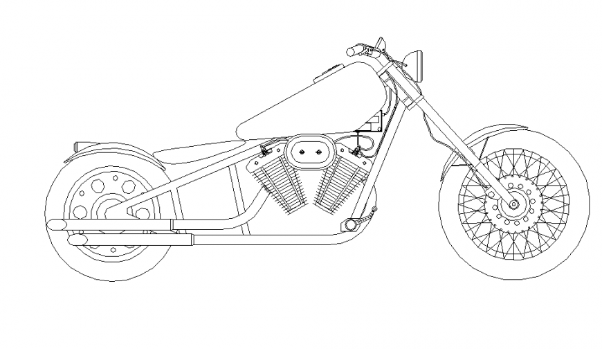 Front Side View Bike Design in Autocad File