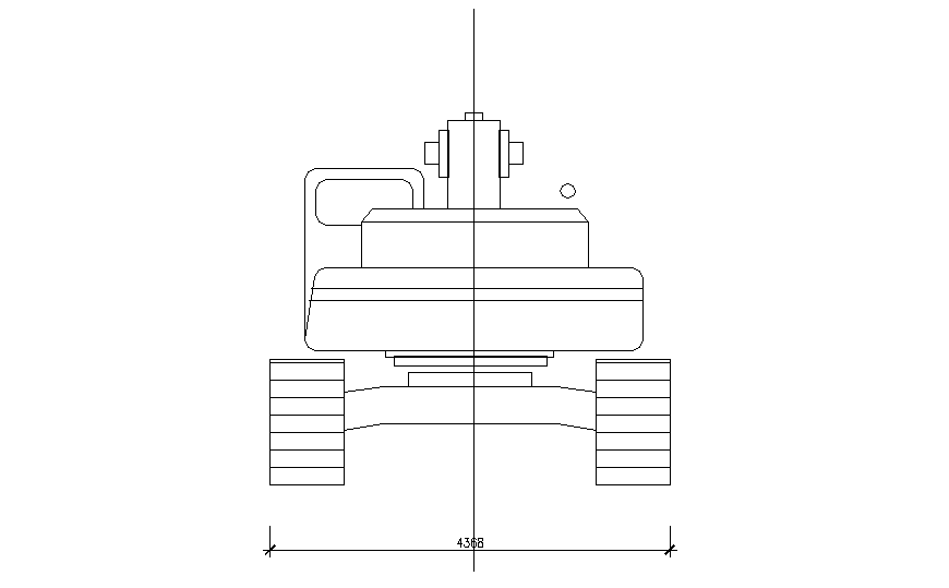 Front view elevation block details of membrane truck dwg file