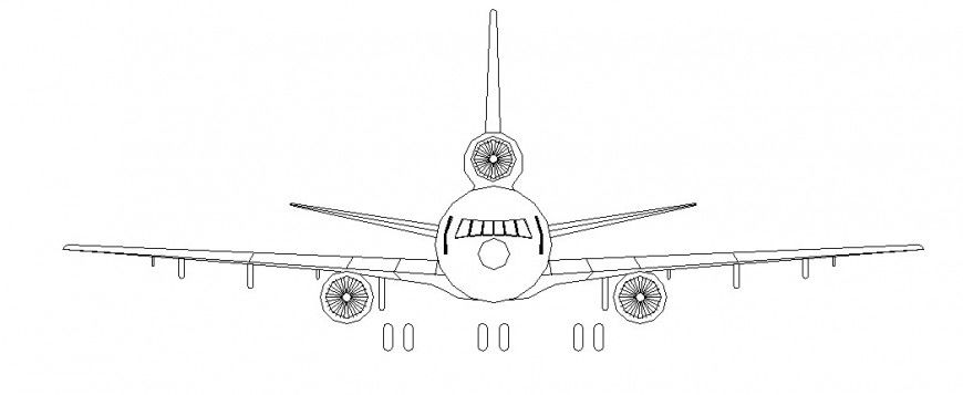 Front view of airplane in AutoCAD file