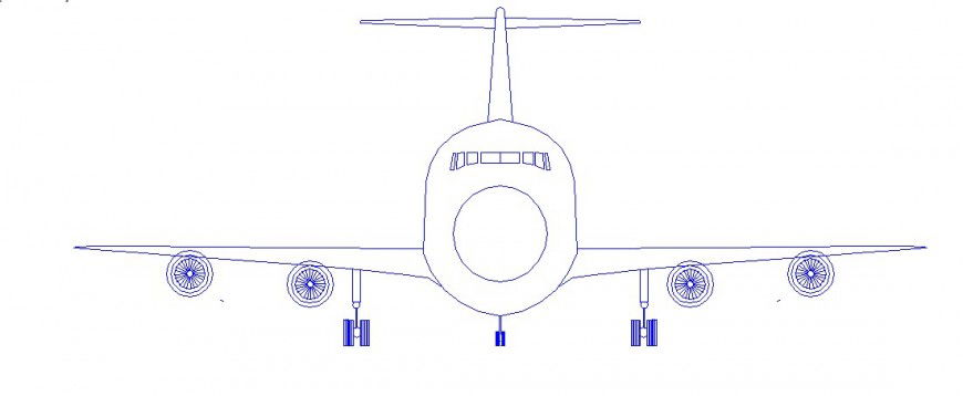 Front view of airplane vehicle block in AutoCAD file