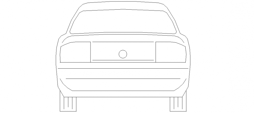 Front view of car design block dwg file