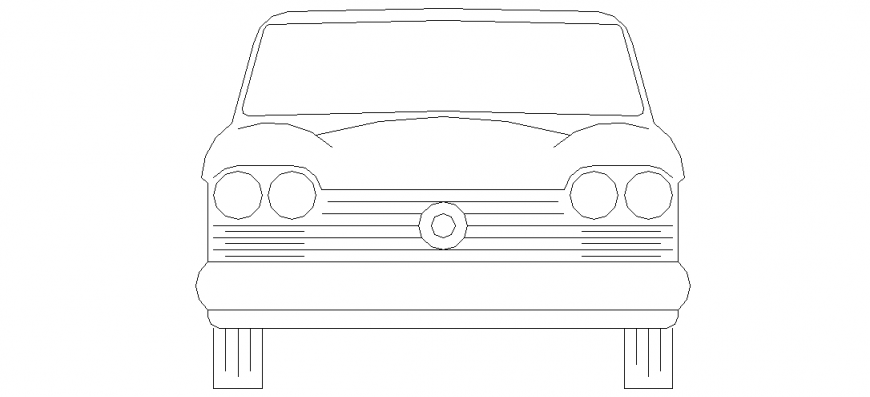 Front view of car design view vehicle block view dwg file