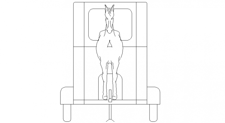 Front view of horse trailer vehicle block dwg file