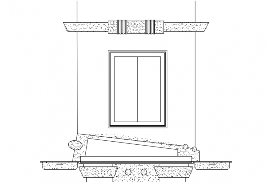 Front window sectional elevation detail concept .