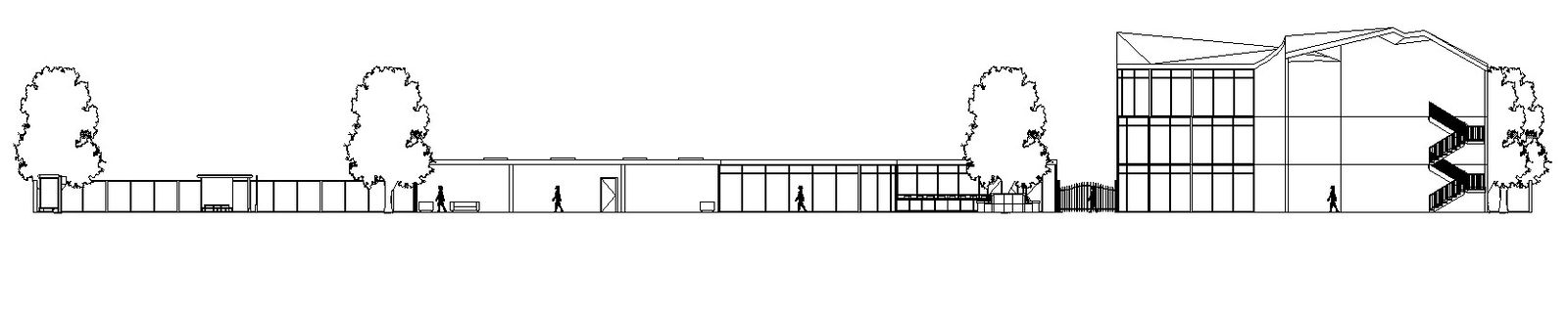 front view scenario of architecture in AutoCAD, dwg file.