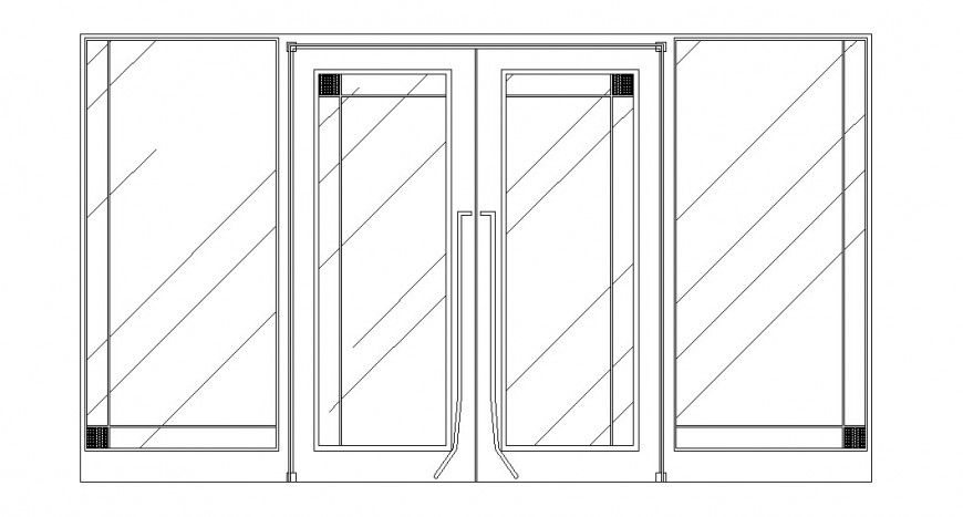 Frosted glass door main elevation cad drawing details dwg file