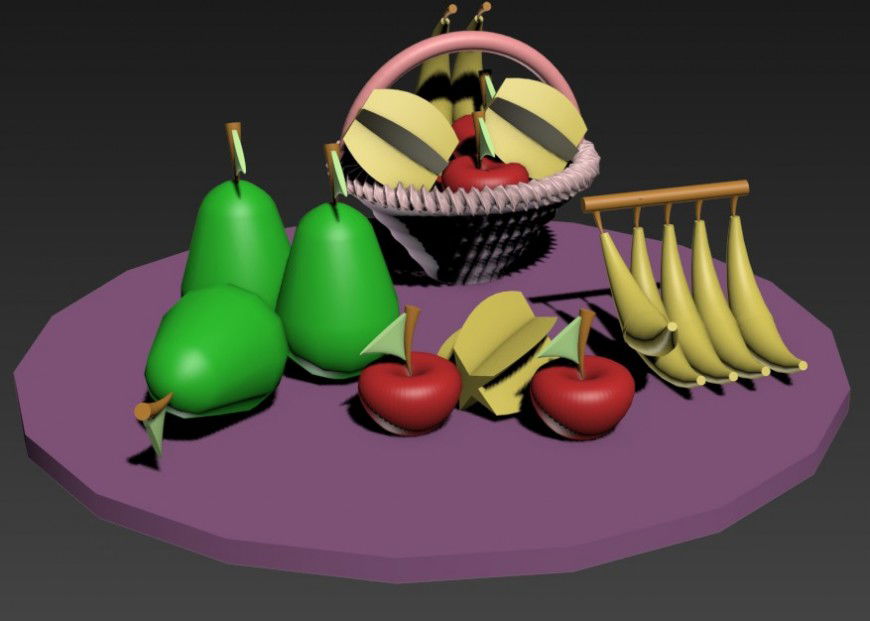Fruit basket and plate detail 3d model layout 3d max file