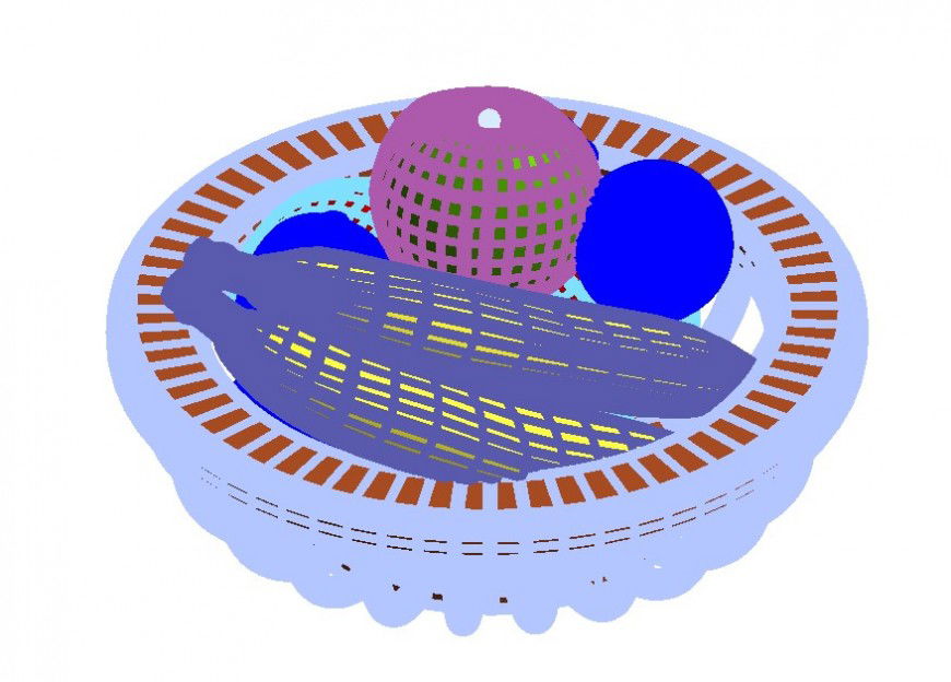 Fruit bowl detailing 3d model CAD block layout Revit file