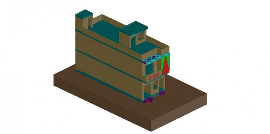 Full house two story 3d model cad drawing details dwg file