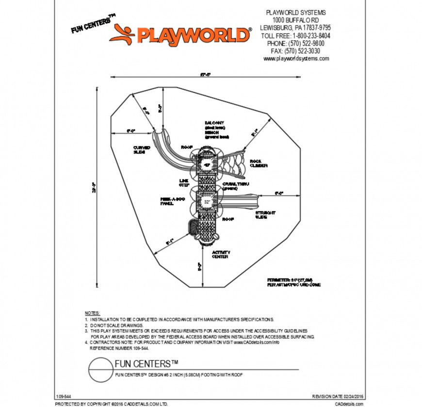 Fun center local park structure with landscaping details dwg file