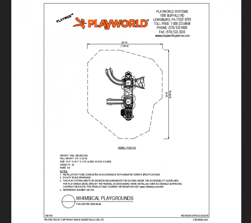 Fun center top view landscaping model with structure details dwg file