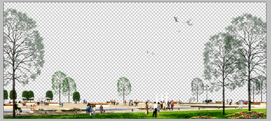 Fun park and foot path detail elevation 3d model photo shop file