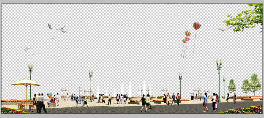 Fun park detail elevation 3d model photo-shop file