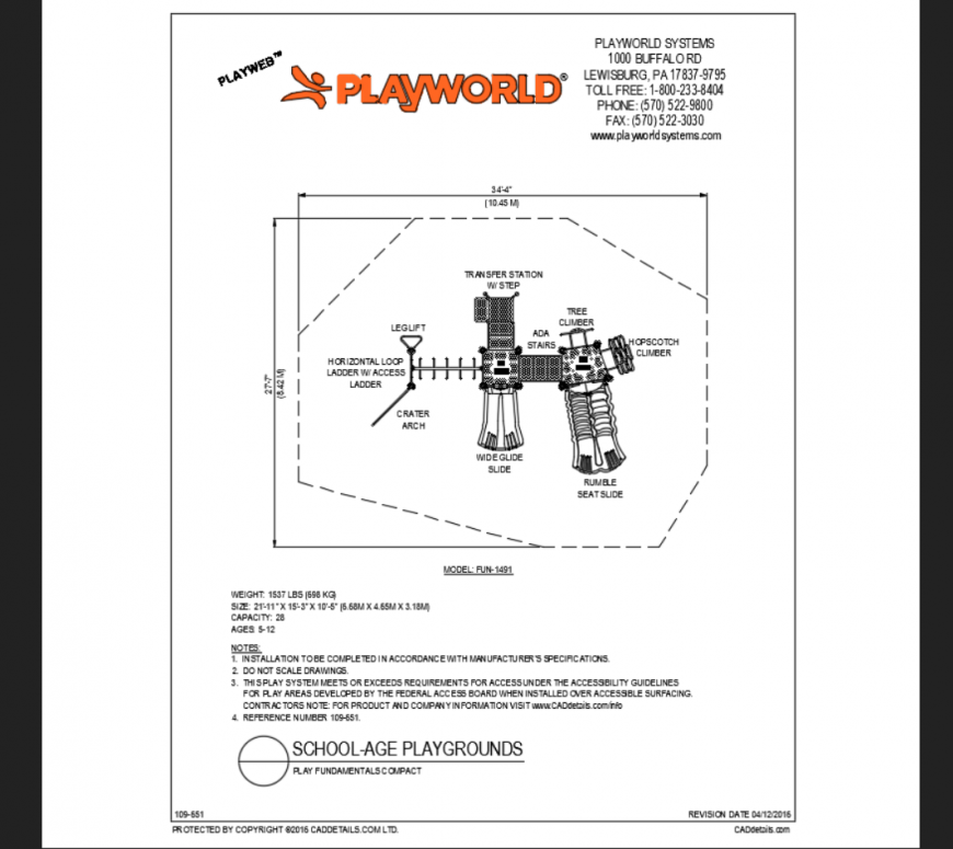 Fun play fundamentals compact play area design structure details dwg file