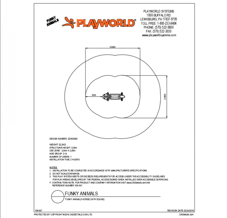 Funkey animal horse top view garden play equipment details dwg file