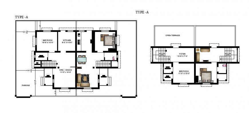 Semi-Furnished house plan drawing in this autocad file