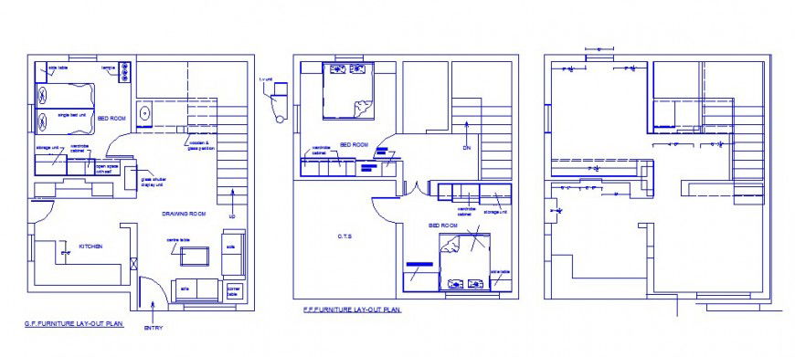 Furnished house working plan 2d drawing in this autocad file