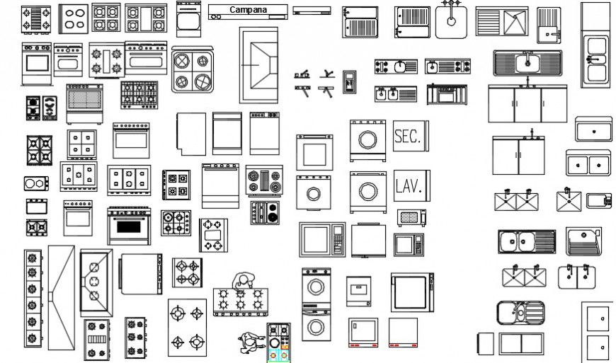 Furniture and faucets auto cad blocks detail dwg file