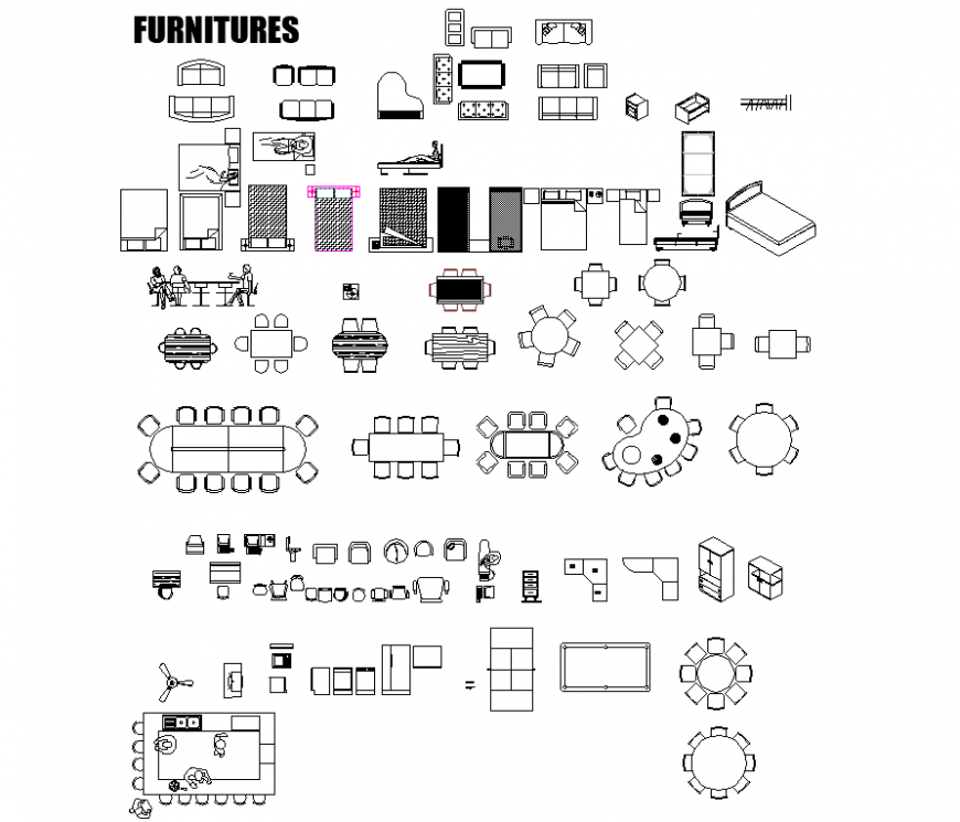 Furniture AutoCAD blocks in dwg AutoCAD file.