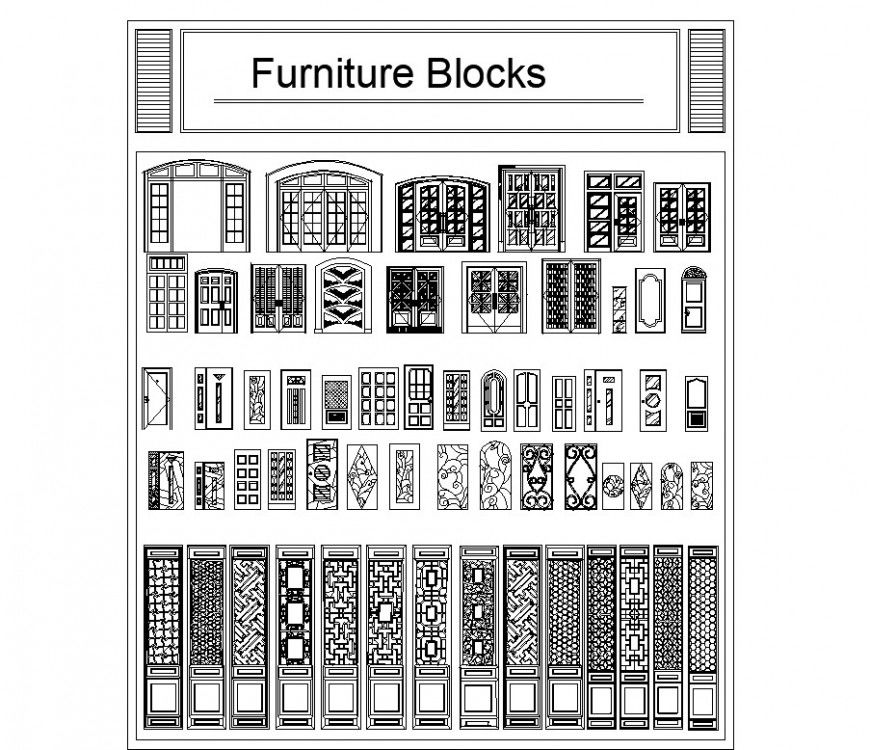 Furniture block design detail dwg file