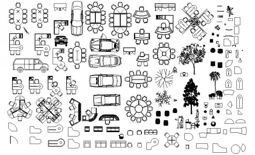 Furniture blocks and other details in autocad software