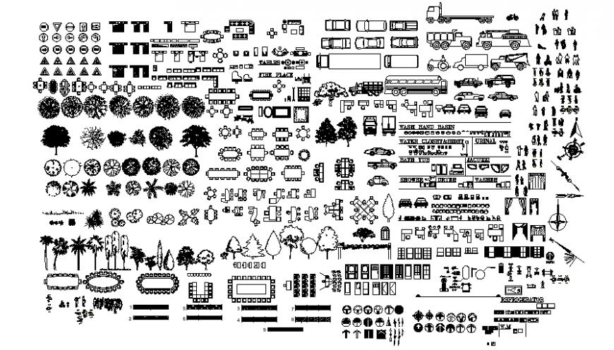 Furniture blocks and vehicle blocks 2d view autocad software file