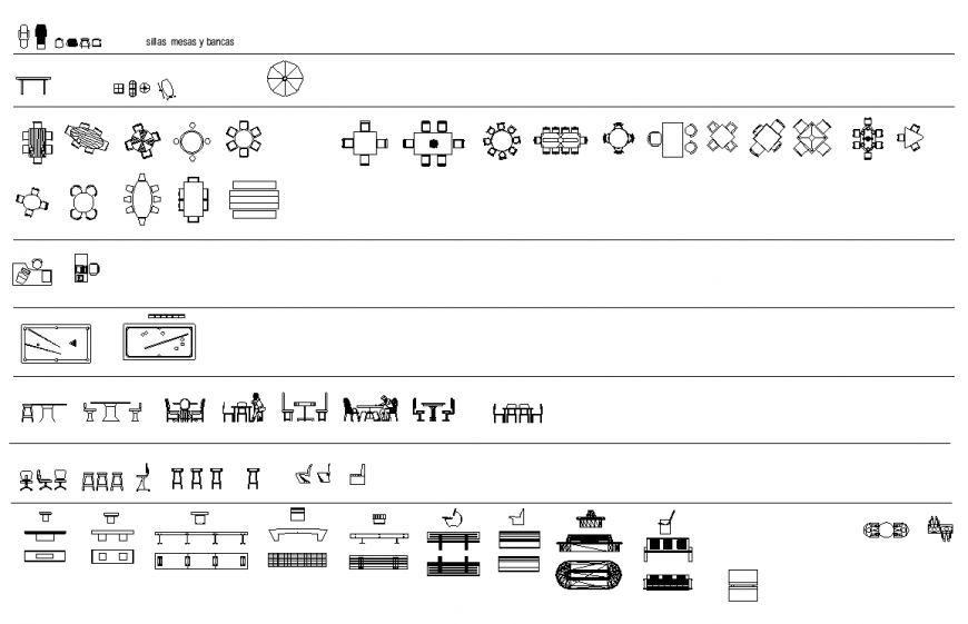 Furniture blocks detail 2d view layout autocad file