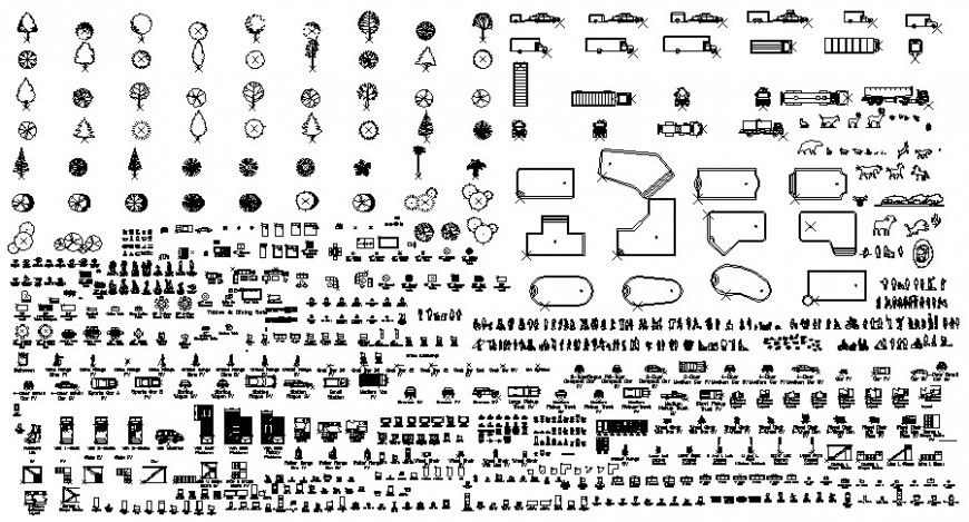 Furniture blocks details and transportation units drawing in autocad