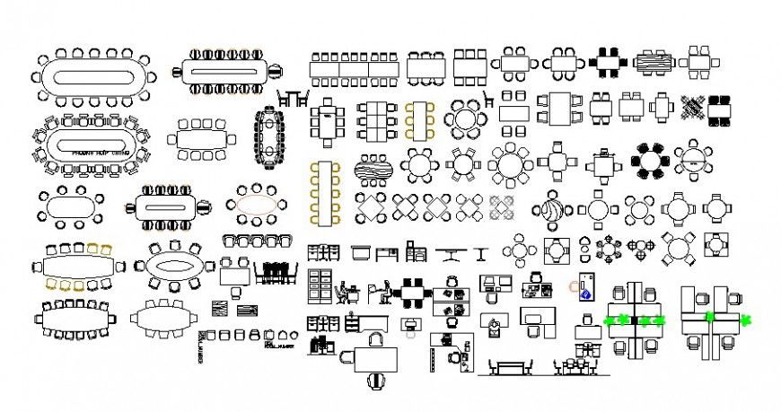 Furniture blocks drawings details of table and chair units dwg file