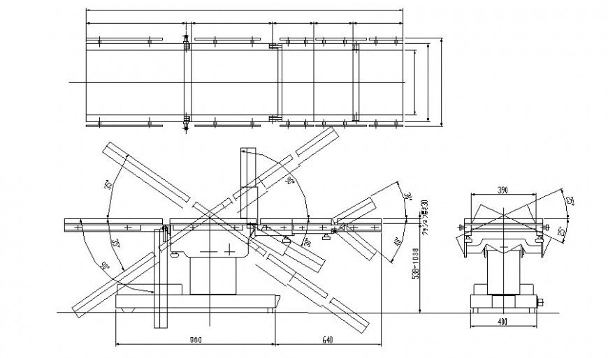 Furniture blocks drawings of stretcher bed 2d view in dwg format