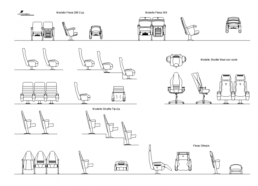 2D Furniture CAD Blocks with Elevation and Layout Drawing