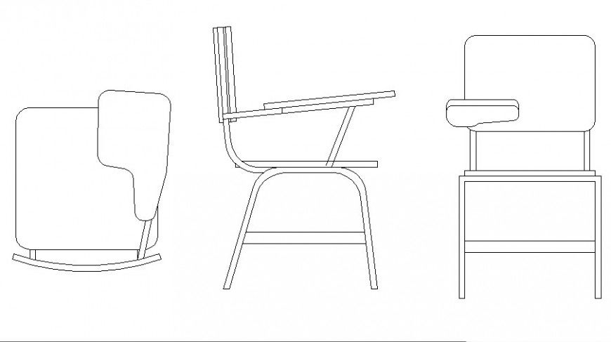 Furniture chair 2d view drawing in autocad