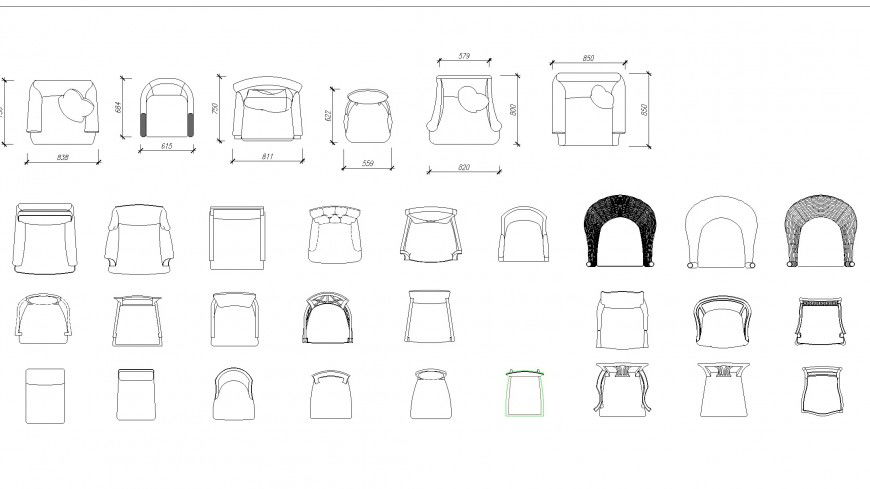 Furniture chair detail dwg file