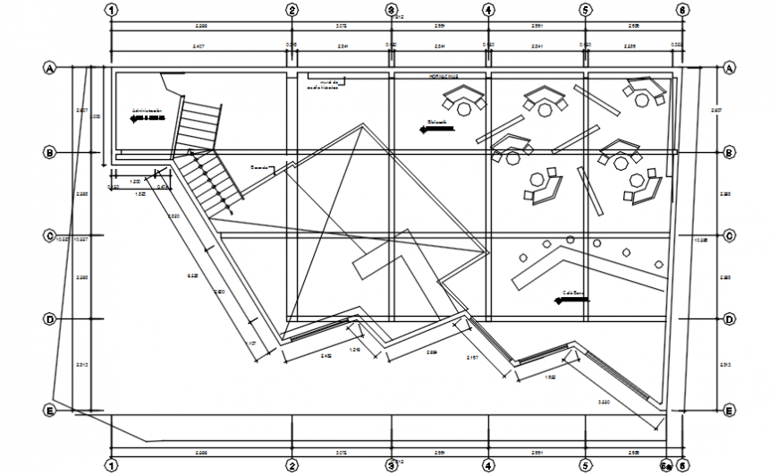 Furniture construction of a cafe top view