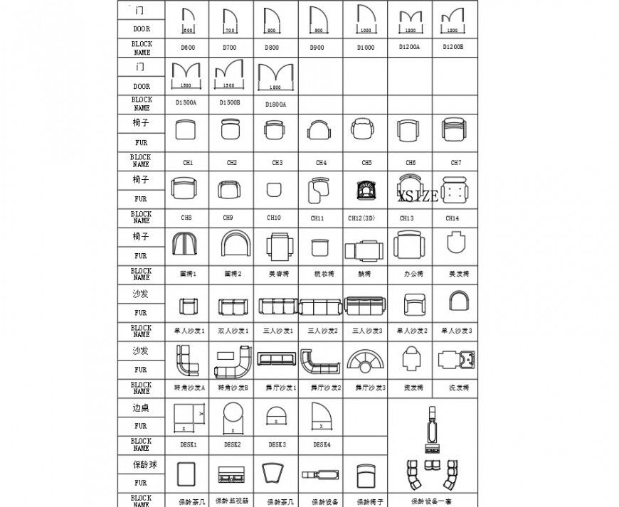 Furniture detail in house plan autocad file