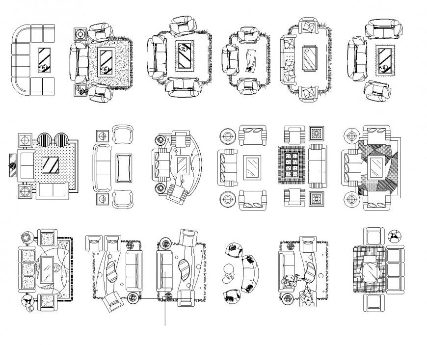 Furniture detail of living room plan layout file