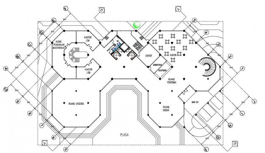 Furniture detail plan top view layout plan of hotel
