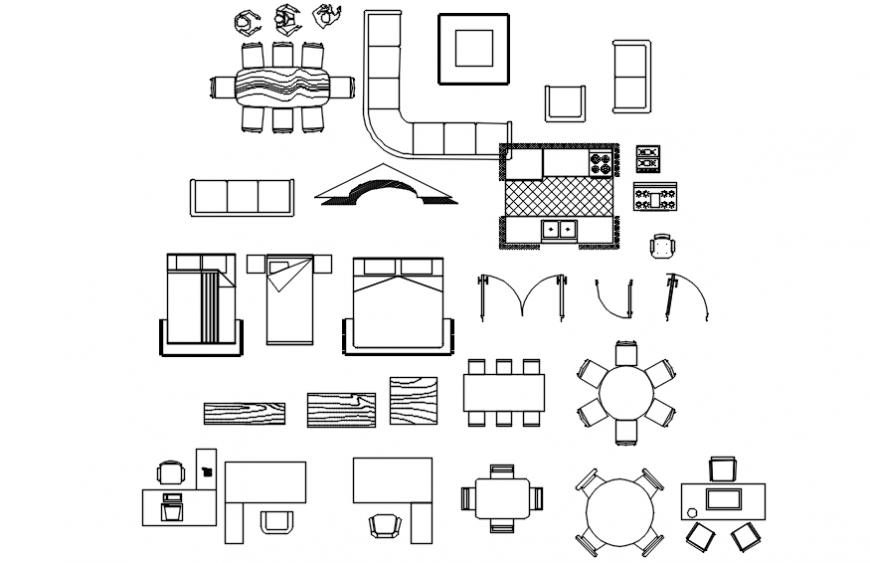 Furniture different block in auto cad file