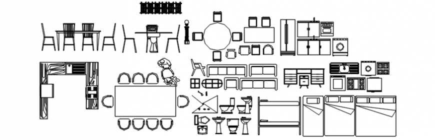Furniture different block view in auto cad file