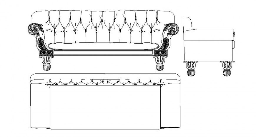 Sofa Set Furniture Drawings 2D View in AutoCAD File