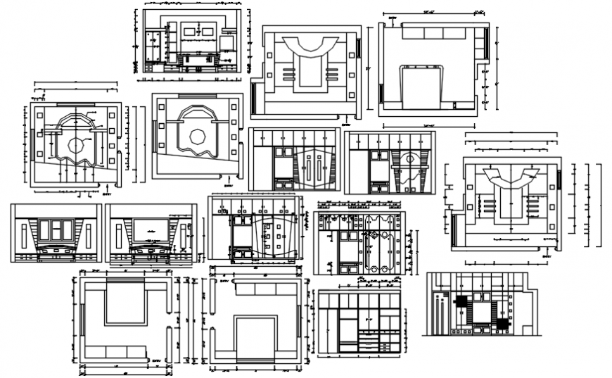 Furniture elevations and carpentry and ceiling details for house dwg file